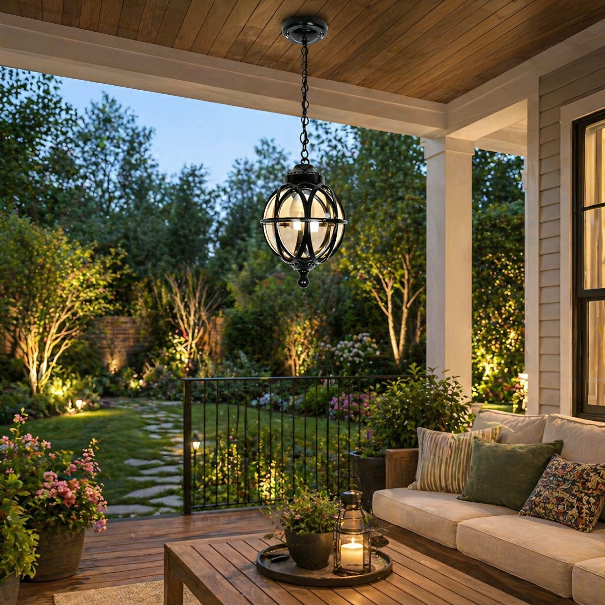 Waterproof Globe Outdoor Hanging Pendant Lights - Glimvale