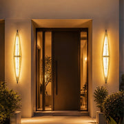 Waterproof Luxury Diamond Leaf Textured Glass Outdoor Wall Light - Glimvale