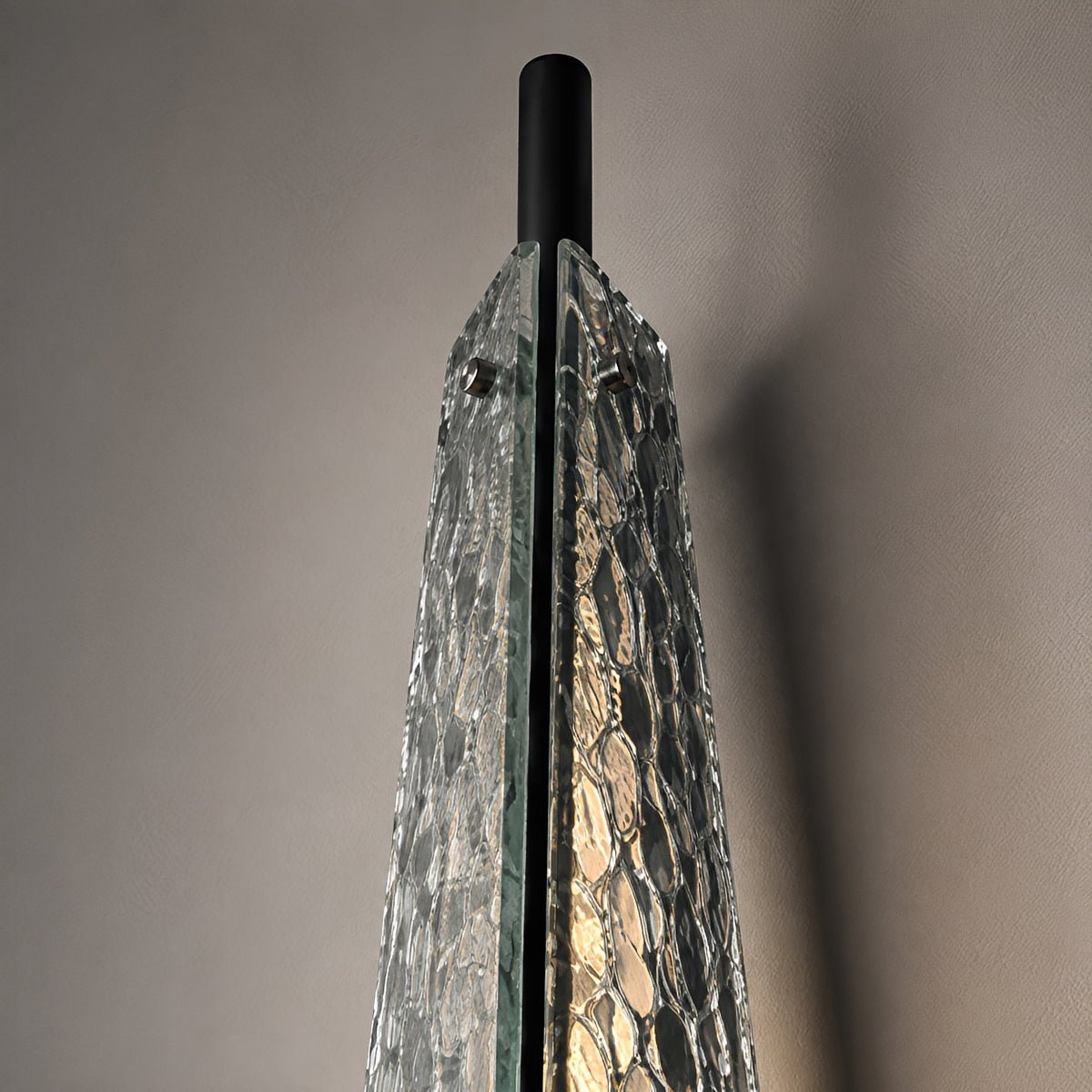 Waterproof Luxury Diamond Leaf Textured Glass Outdoor Wall Light - Glimvale