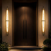 Waterproof Luxury Diamond Leaf Textured Glass Outdoor Wall Light - Glimvale