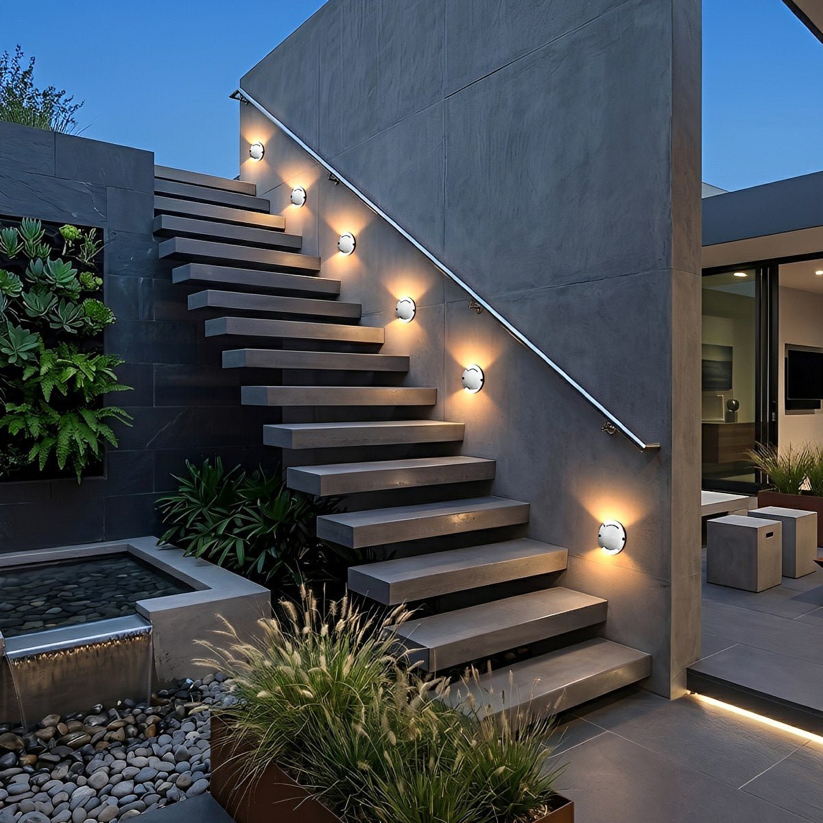 Waterproof Mdern Round LED Outdoor Step Lights Deck Stair Lights - Glimvale