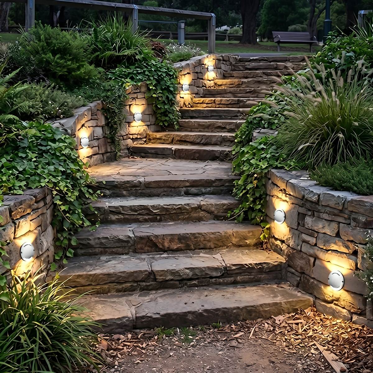 Waterproof Mdern Round LED Outdoor Step Lights Deck Stair Lights - Glimvale