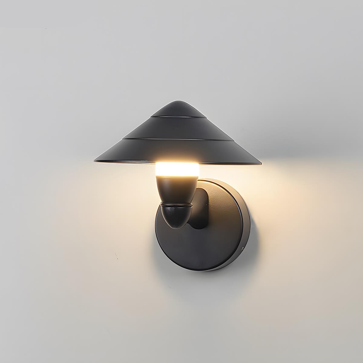 Waterproof Modern Black Umbrella Outdoor LED Wall Lights - Glimvale