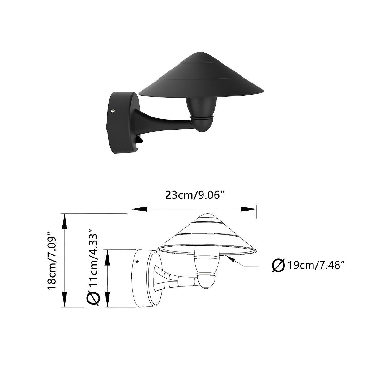 Waterproof Modern Black Umbrella Outdoor LED Wall Lights - Glimvale
