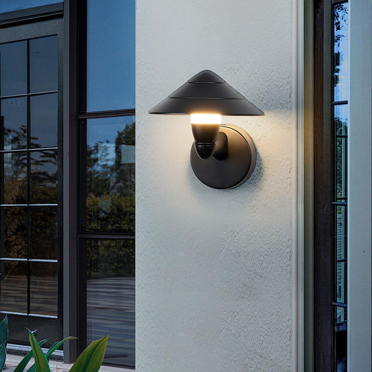Waterproof Modern Black Umbrella Outdoor LED Wall Lights - Glimvale