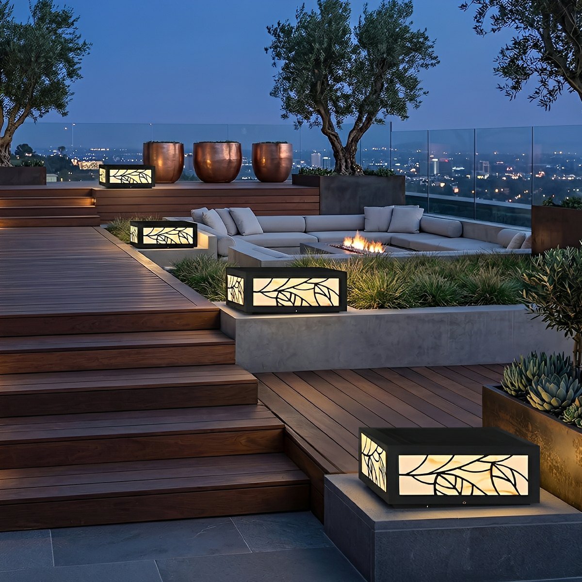 Waterproof Modern Square LED Outdoor Deck Post Lights Pillar Light - Glimvale