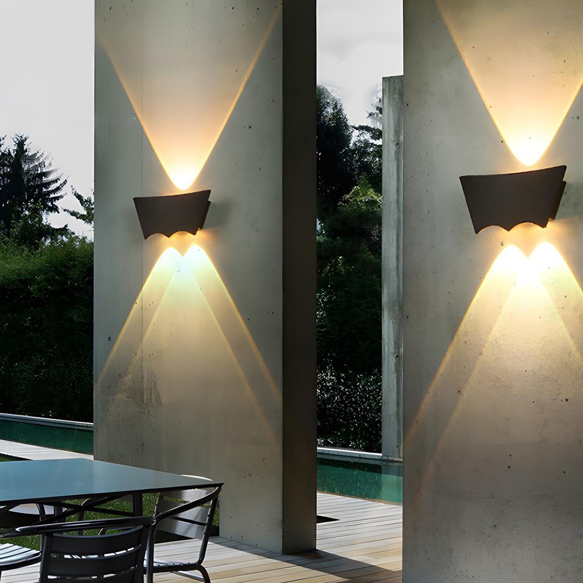 Waterproof Outdoor Up and Down 3 - LED Exterior Wall Washer Lights - Glimvale
