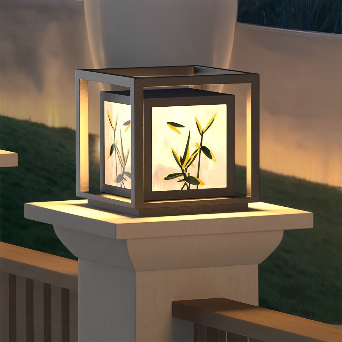 Waterproof Solar Enamel Ice Cracked Glass Outdoor Post Lights - Glimvale