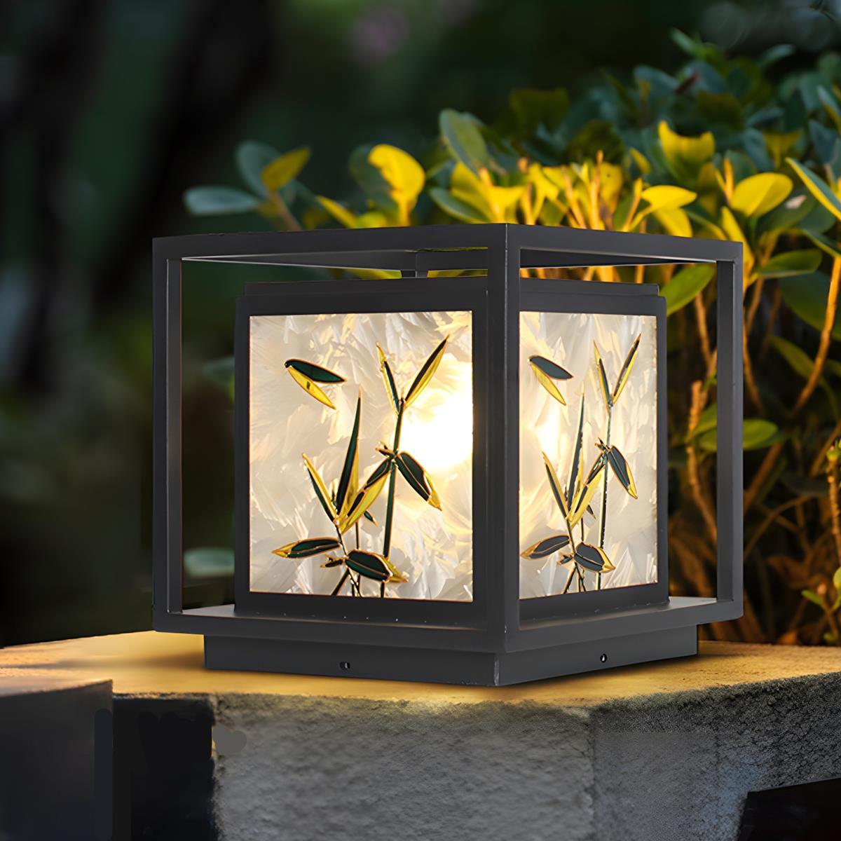 Waterproof Solar Enamel Ice Cracked Glass Outdoor Post Lights - Glimvale