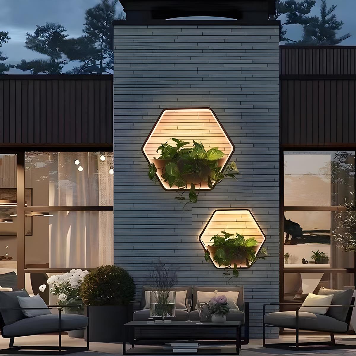 Waterproof Solar LED Outdoor Wall Light Plants Pot - Glimvale