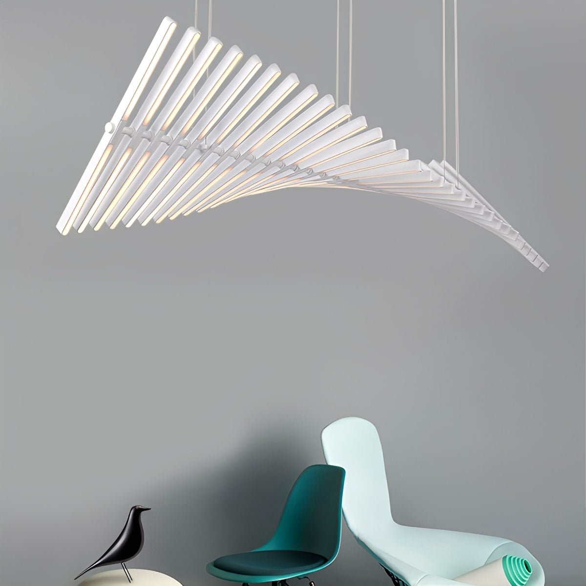 Waves Fishbone Fish Skeleton Strip Stepless Dimming LED Nordic Chandelier Pendant Light - Glimvale