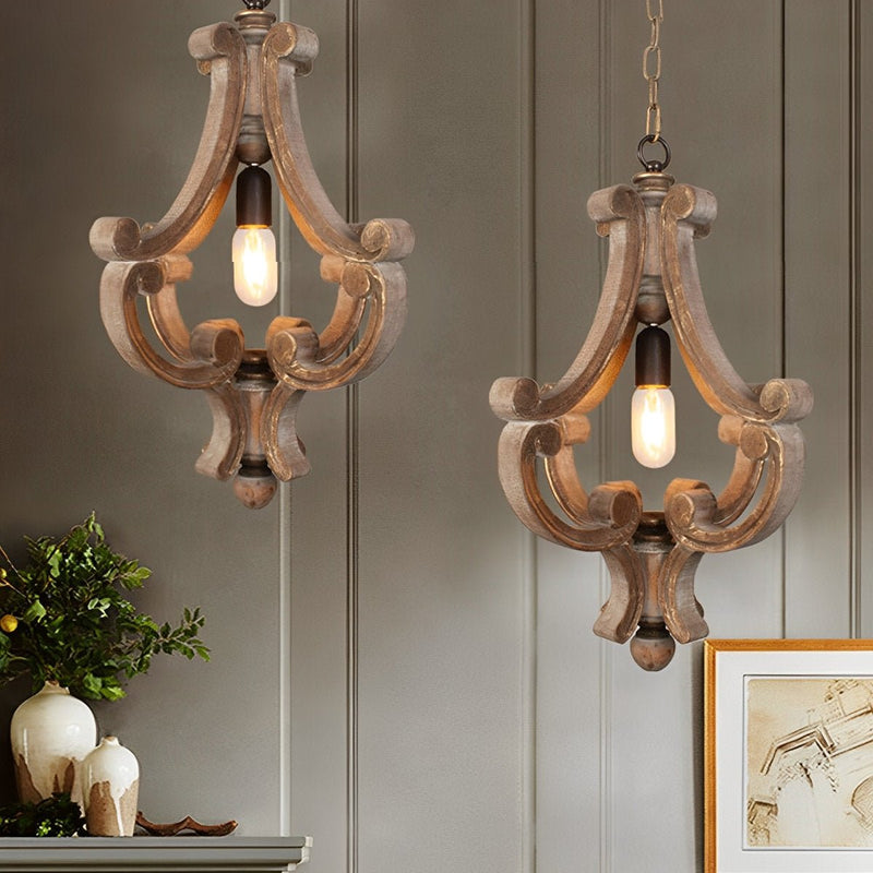 Wood Vintage Rustic Industrial Pendant Light - Glimvale