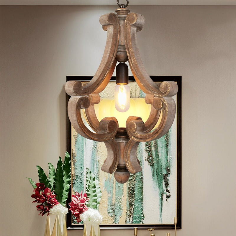 Wood Vintage Rustic Industrial Pendant Light - Glimvale